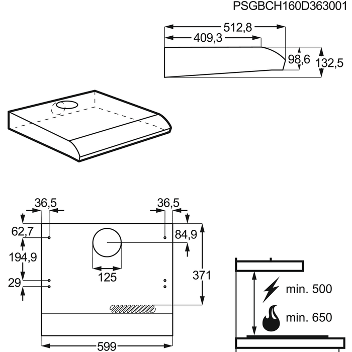 AEG DUB1611M 3000 hotte sous-encastrable - 60cm