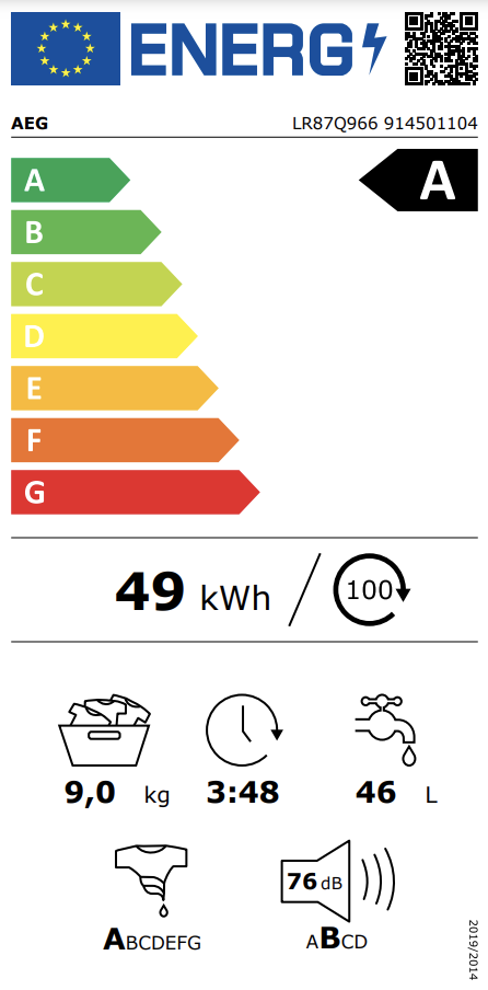 AEG LR87Q966 8000 lave-linge