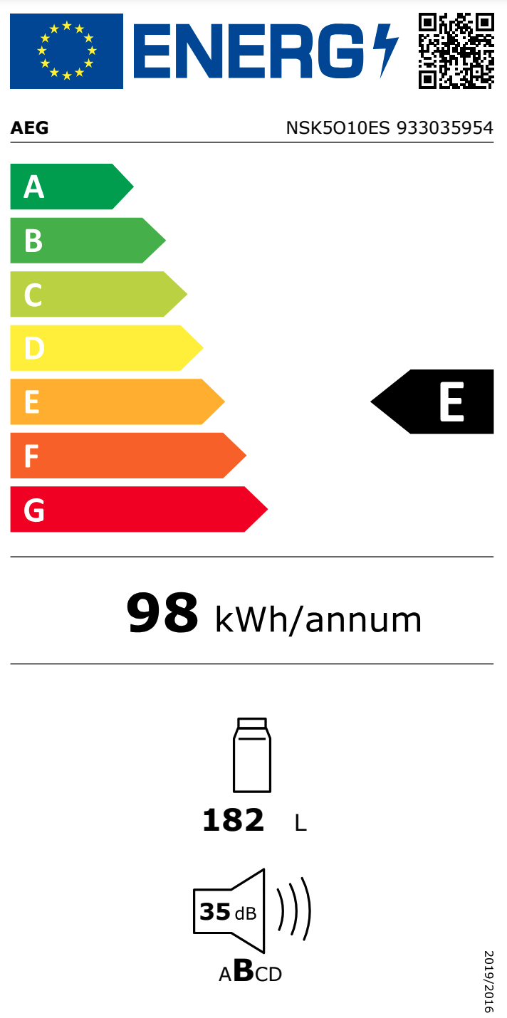 AEG NSK5O10ES 5000 refrigérateur sans congélateur - 103cm