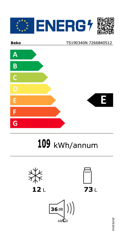 BEKO TS190340N réfrigérateur pose-libre sans congélateur - 82cm