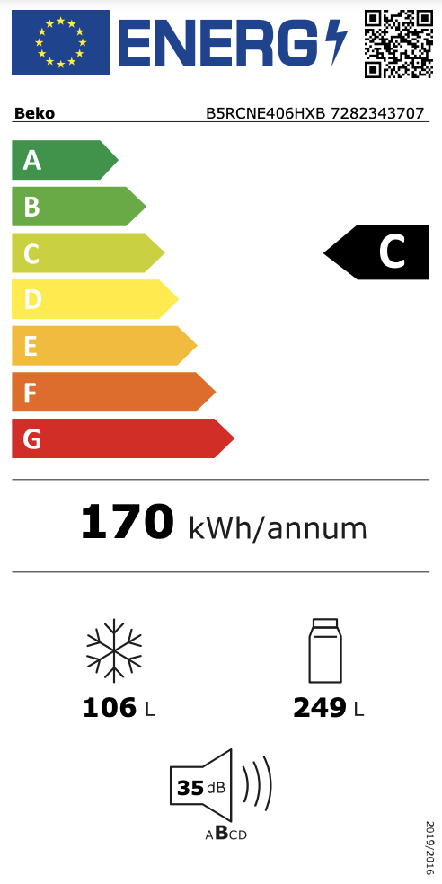 BEKO B5RCNE406HXB combiné réfrigérateur-congélateur - 203cm