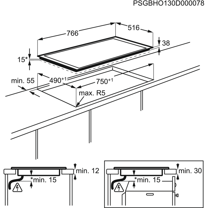 AEG HK834060XB table de cuisson vitrocéramique - 77cm