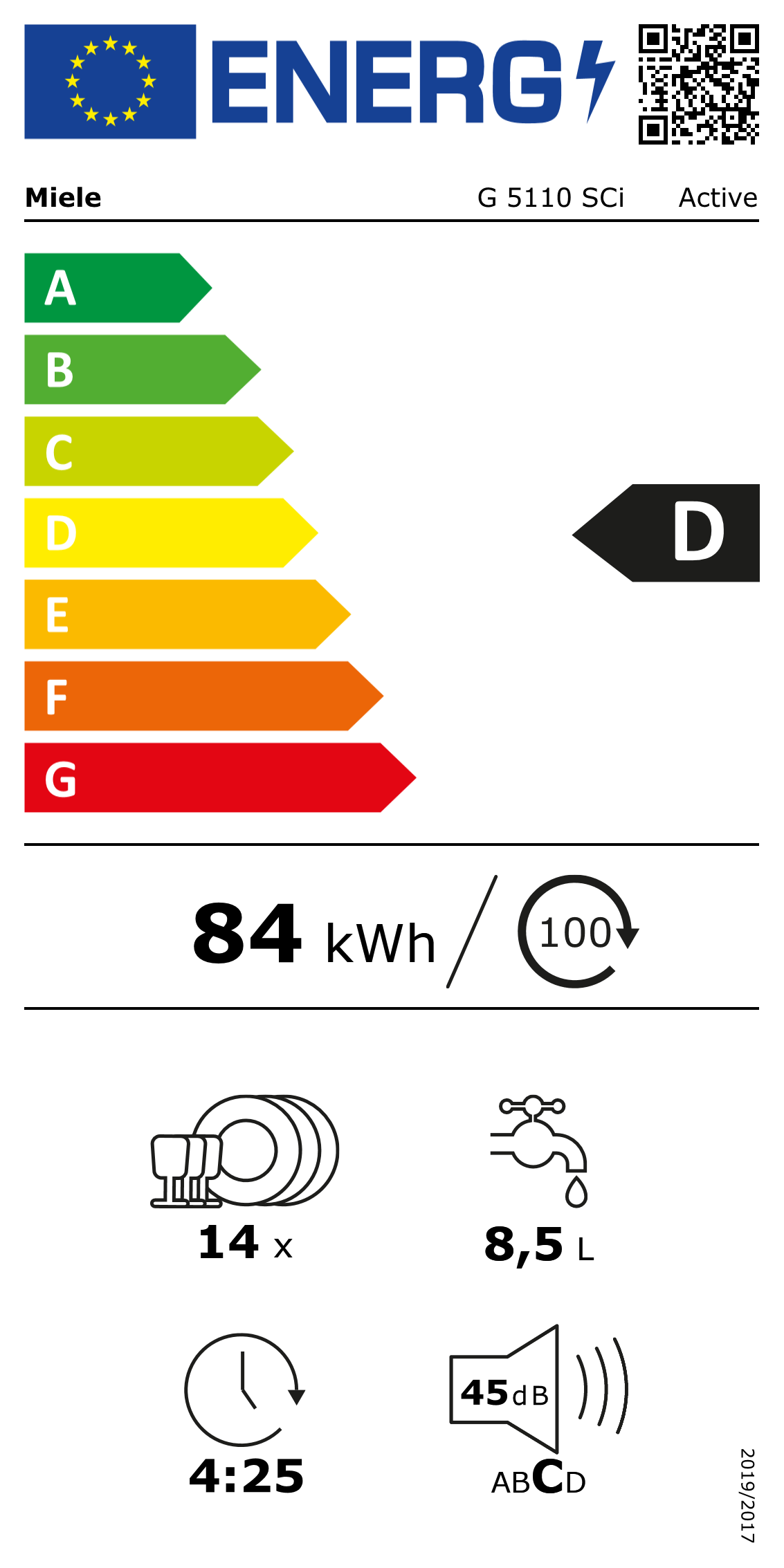 MIELE G5110SCIBW lave-vaisselle intégrable