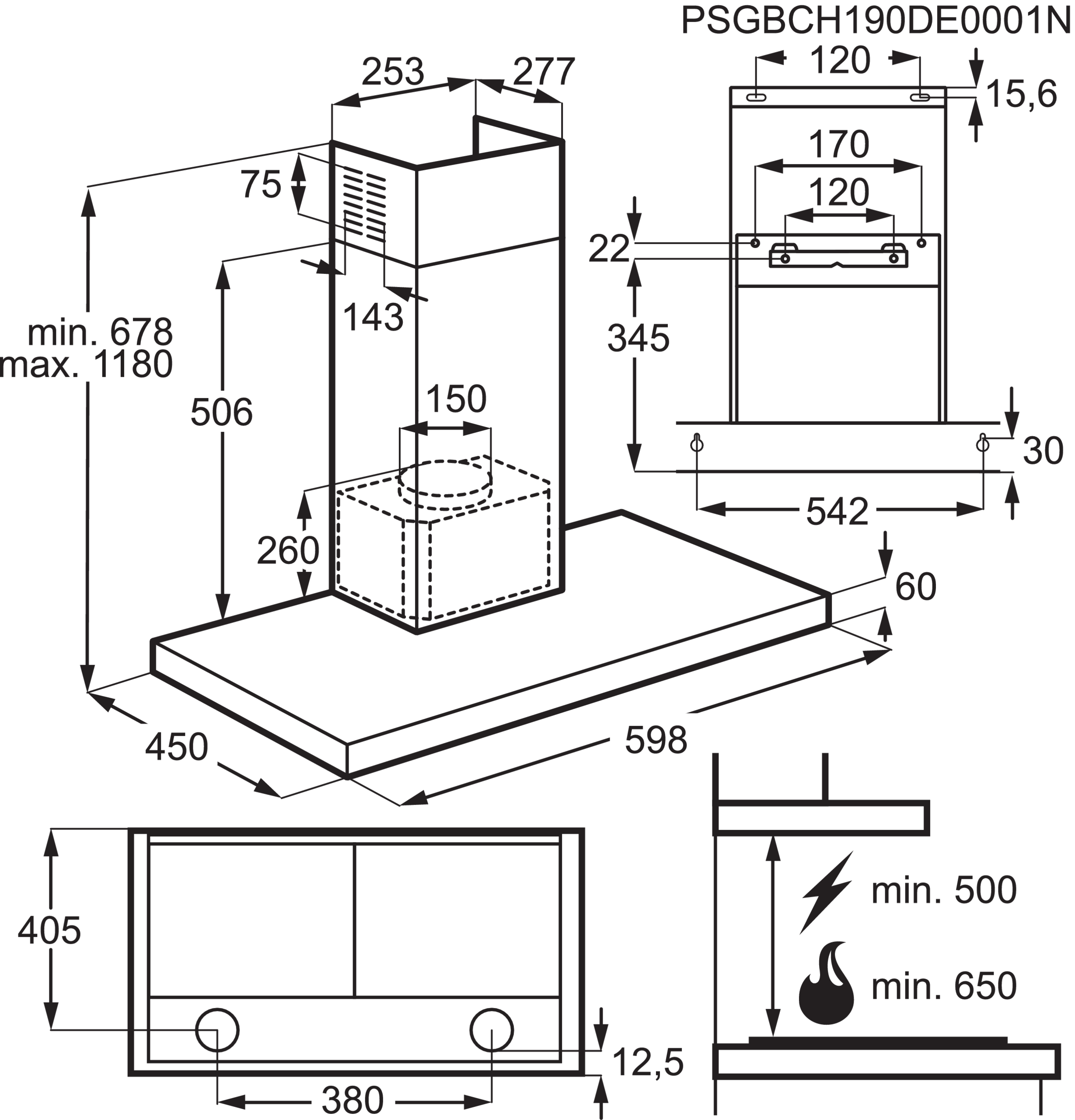 AEG DBE5670R 6000 hotte decorative - 60cm