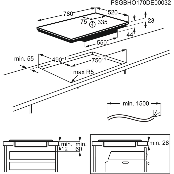 AEG IPE84571FB 6000 table de cuisson à induction - 80cm