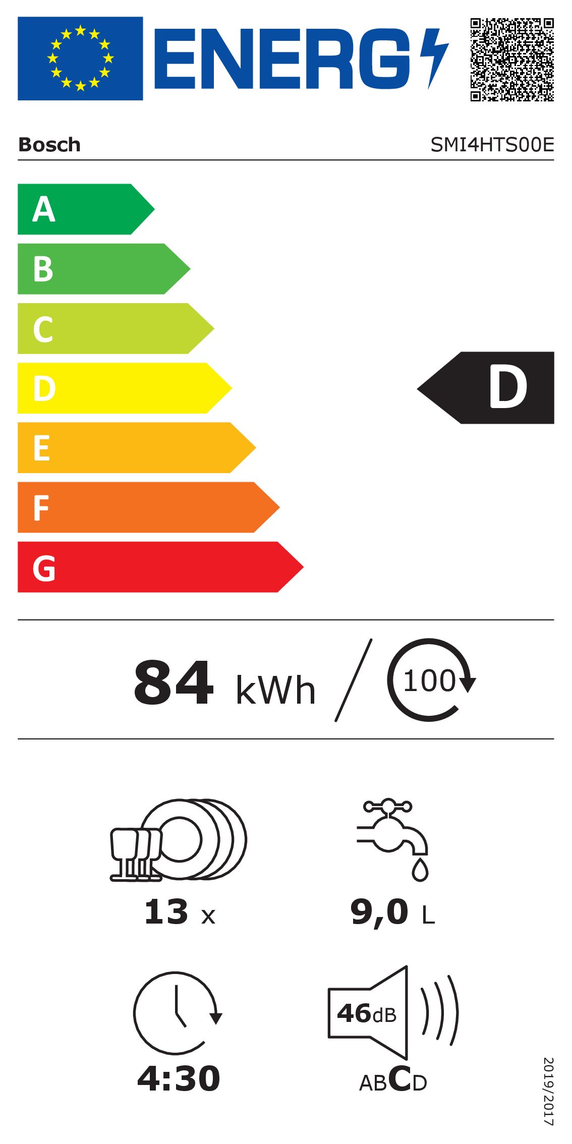 BOSCH SMI4HTS00E SERIE 4 lave-vaisselle intégrable