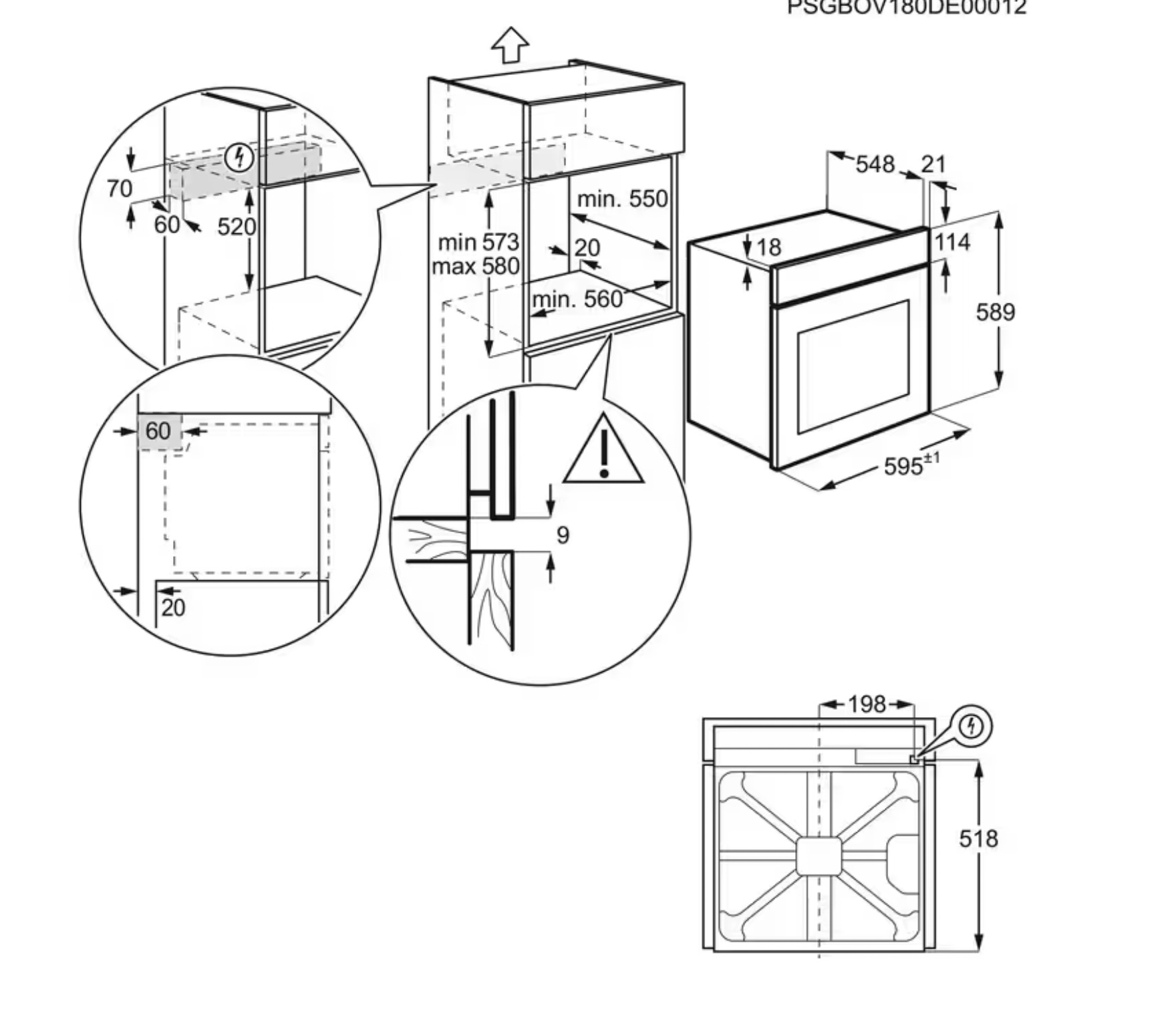 AEG BES331010M 6000 four multifonction - 60cm