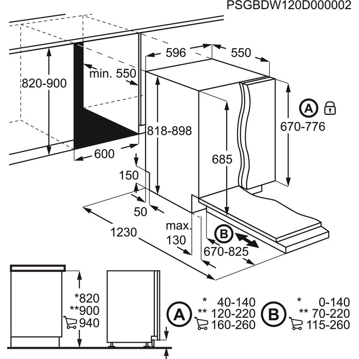 AEG FSE74607P 7000 lave-vaisselle entièrement intégrable