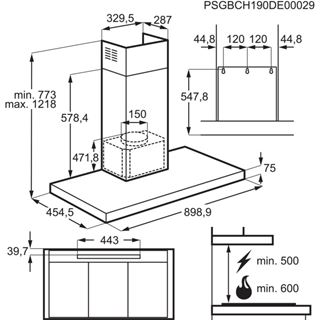 AEG DBK6980HG 9000 hotte décorative - 90cm