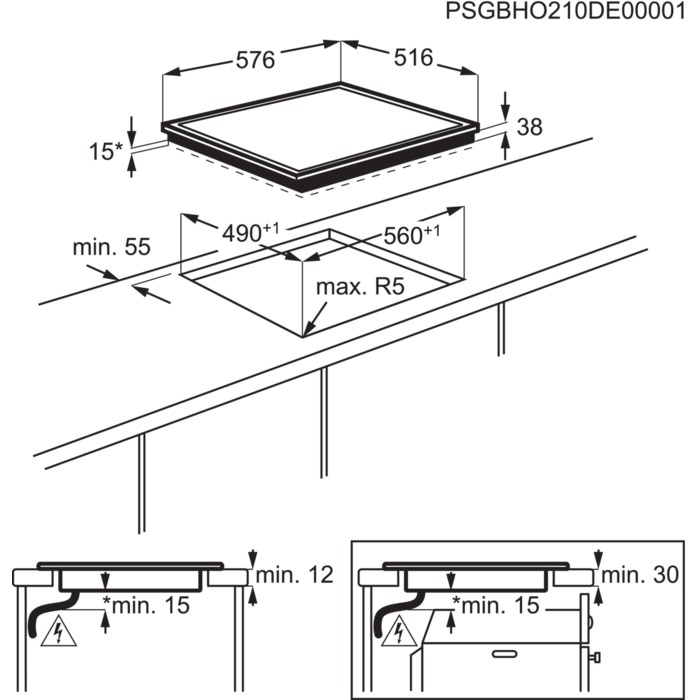 AEG HK624010XB 3000 table de cuisson vitrocéramique - 60cm