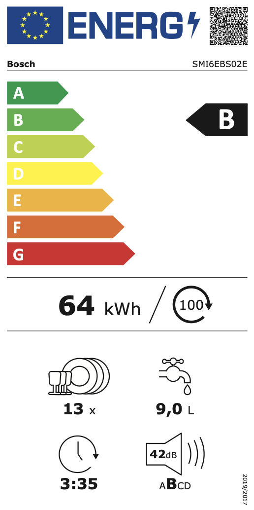 BOSCH SMI6EBS02E SERIE 6 lave-vaisselle intégrable