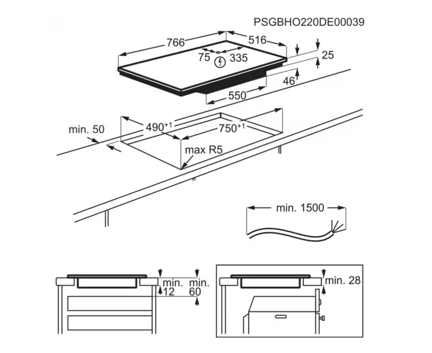 AEG IKB84401XB 3000 table de cuisson à induction - 80cm