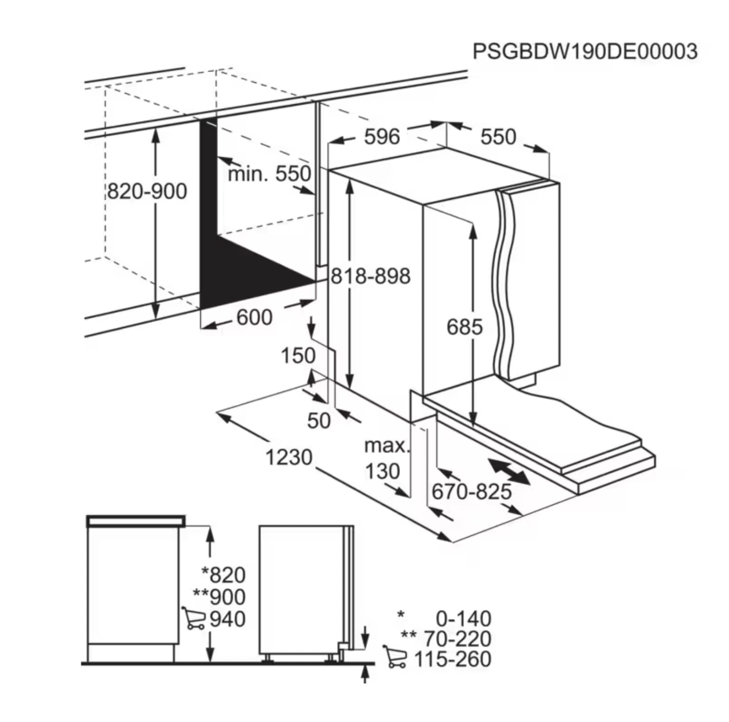 AEG FSE82827P 9000 lave-vaisselle entièrement intégrable