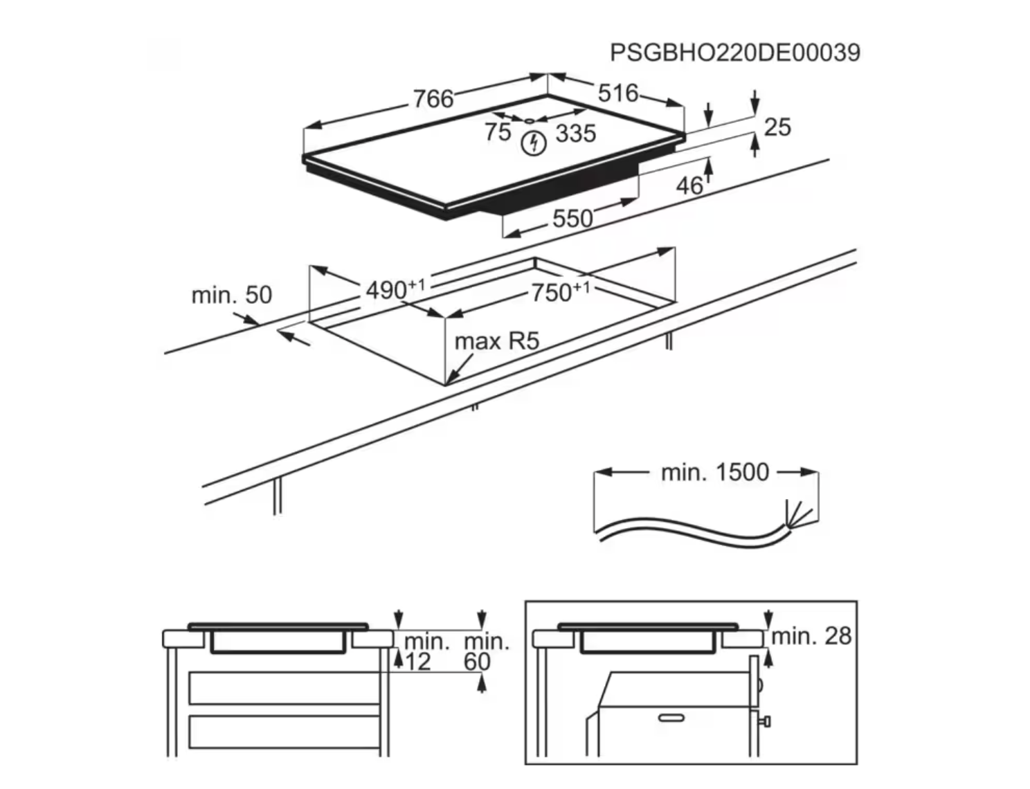 AEG IKB84431XB 3000 table de cuisson à induction - 80cm