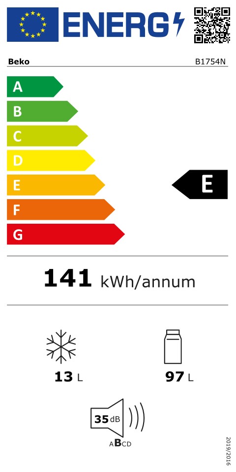 BEKO B1754N refrigérateur avec surgélateur - 88cm