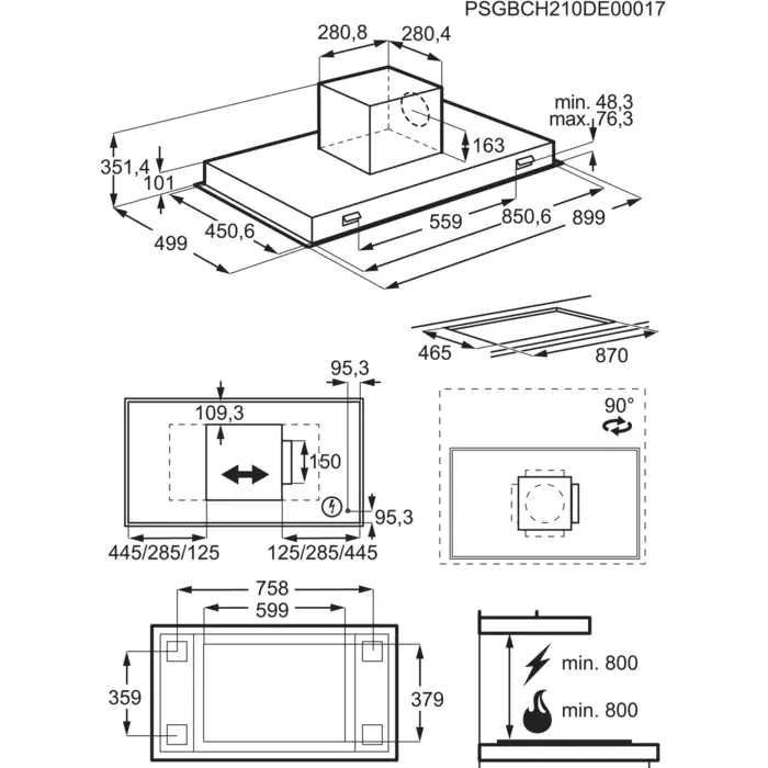 AEG DCK5970HR 7000 hotte plafonnier - 90cm