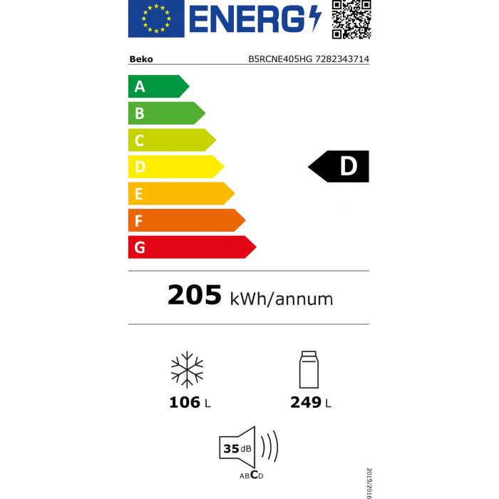 BEKO B5RCNE405HG combiné réfrigérateur-congélateur pose-libre - 203cm