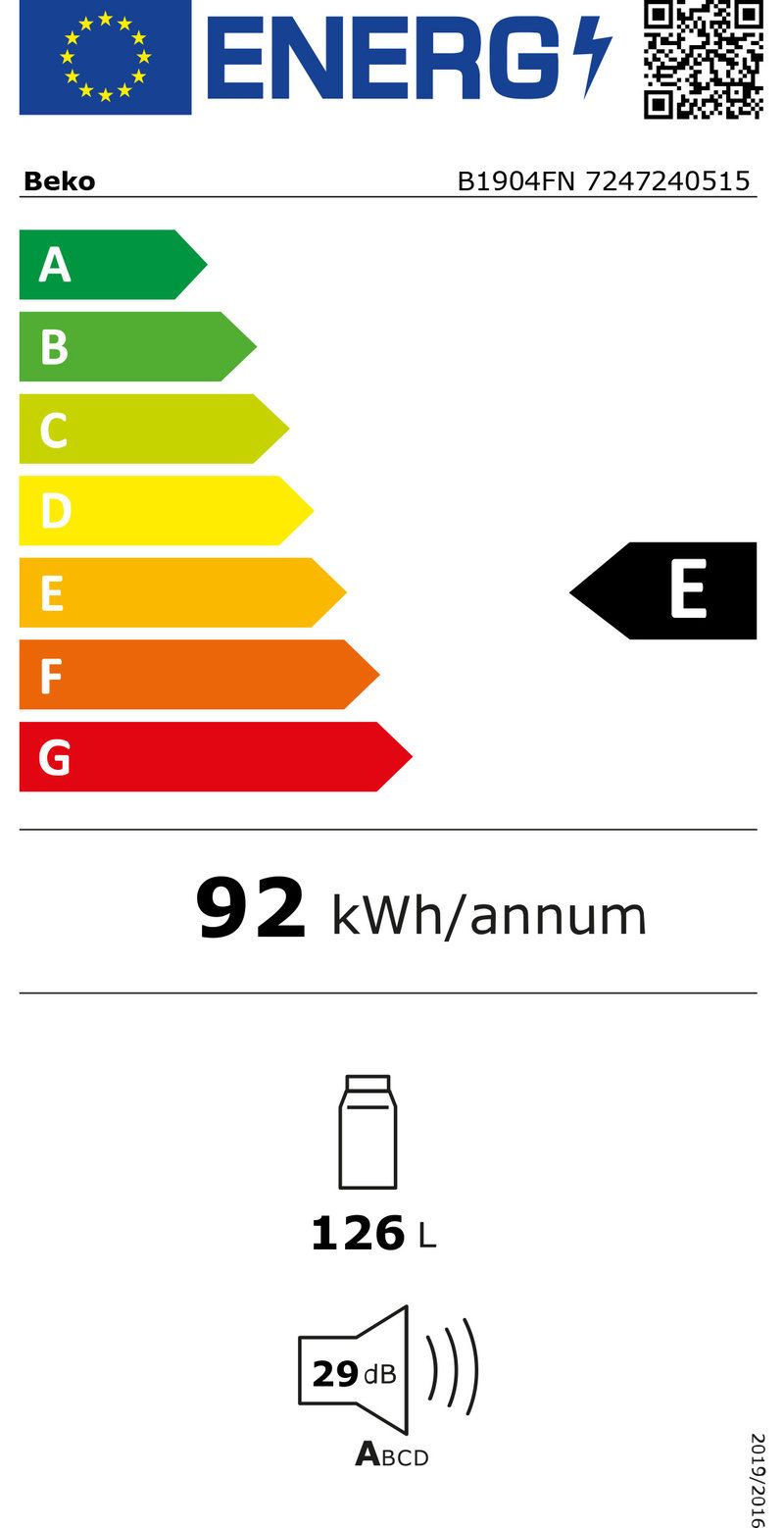 BEKO B1904FN réfrigérateur sans congélateur - 88cm