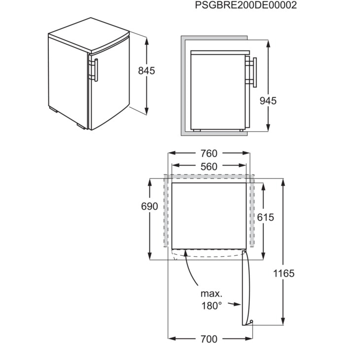 AEG RTB414E1AW 5000 refrigérateur pose-libre sans congélateur - 85cm