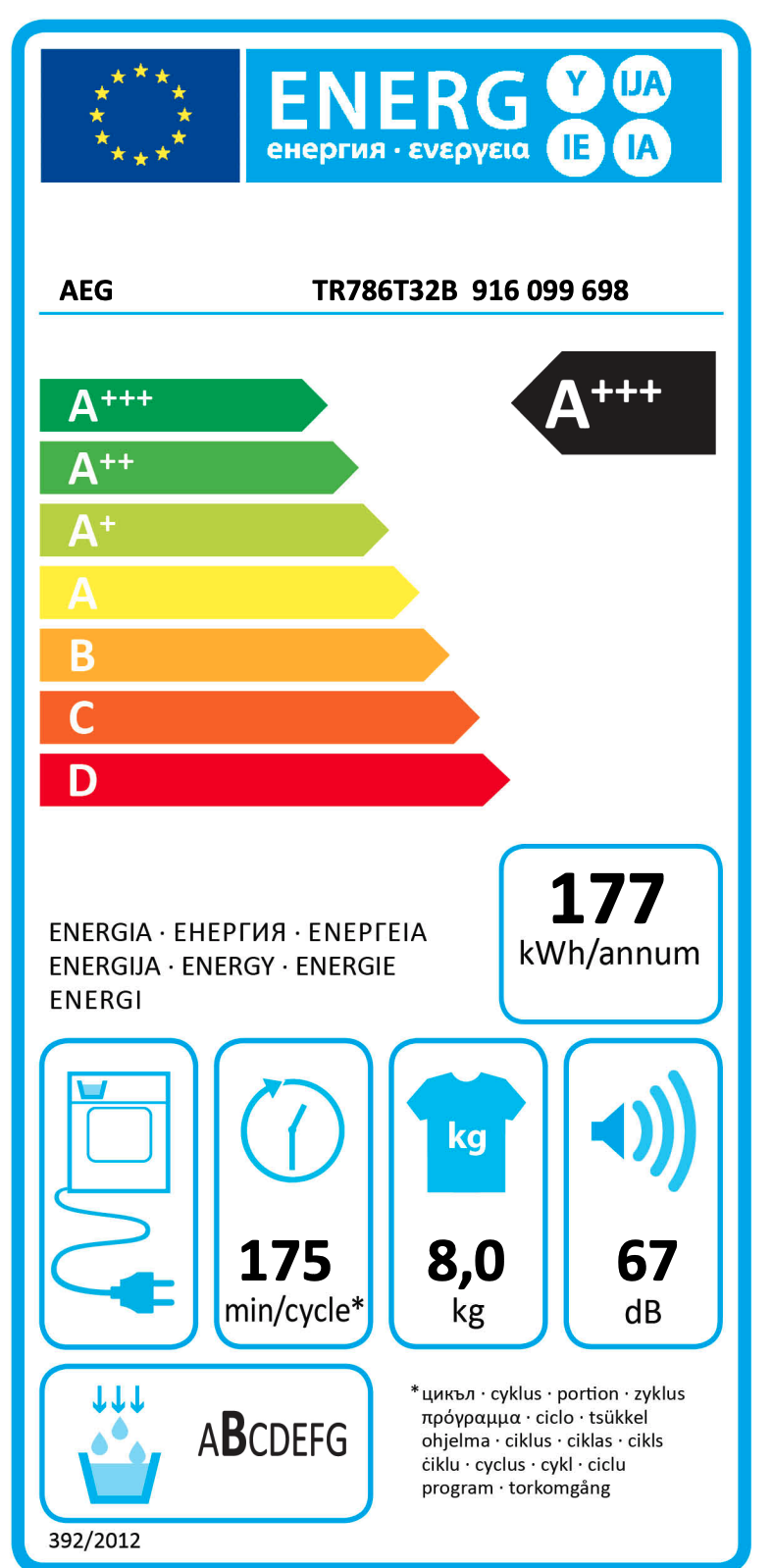 AEG TR786T32B 7000 sèche-linge - par pompe à chaleur