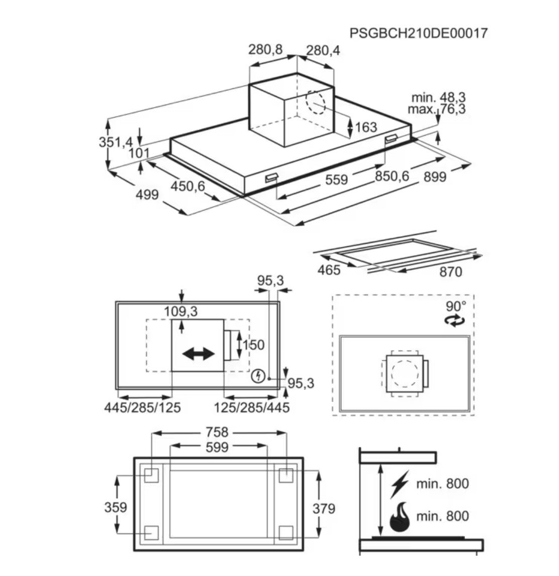 AEG DCK5970HW 7000 hotte plafonnier - 90cm