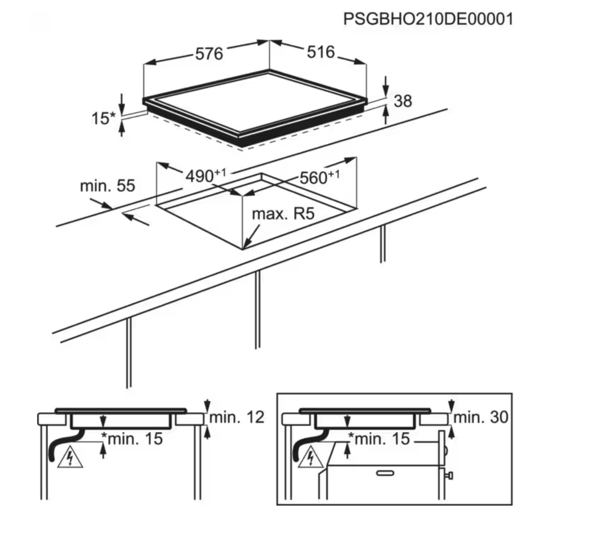 AEG HK624000XB 3000 table de cuisson vitrocéramique - 60cm