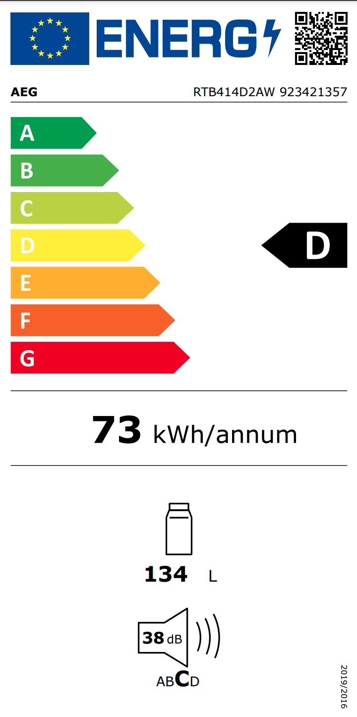 AEG RTB414D2AW 5000 réfrigérateur sans congélateur - 85cm