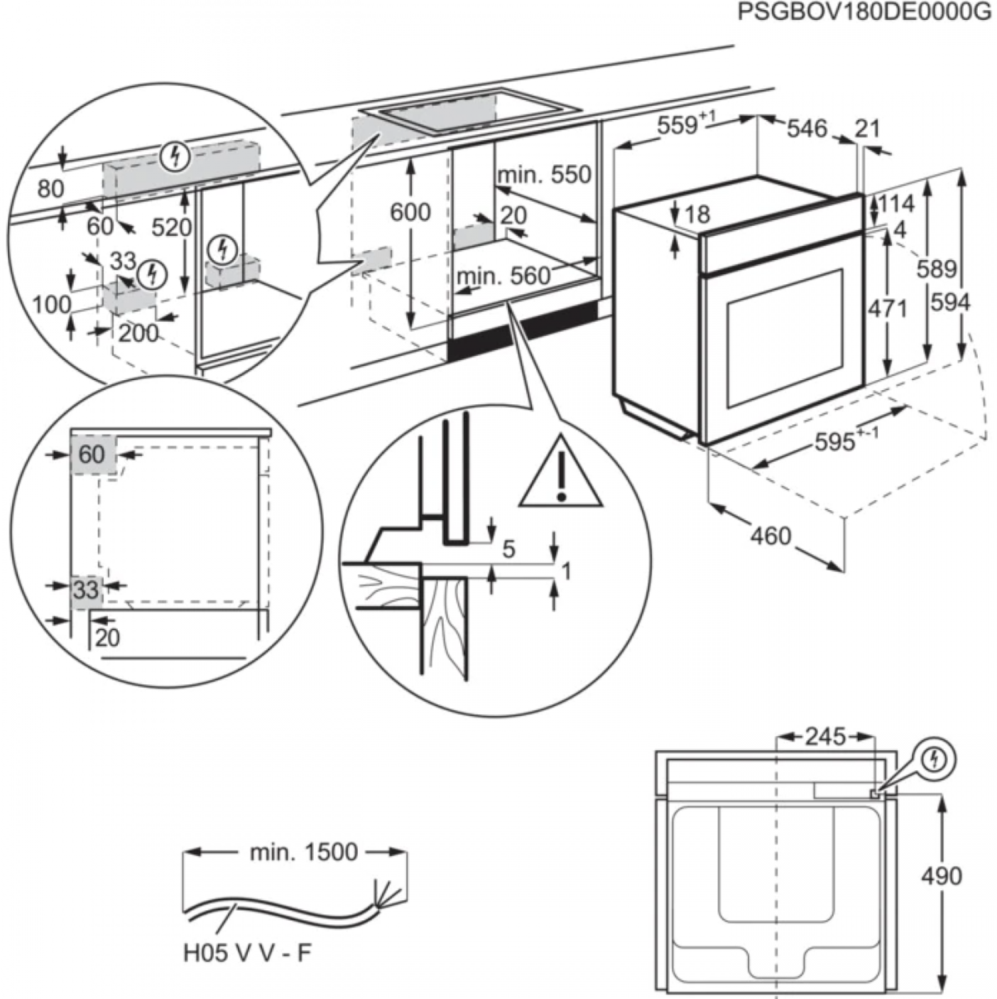 AEG BPE546060B 6000 four multifonction - 60cm