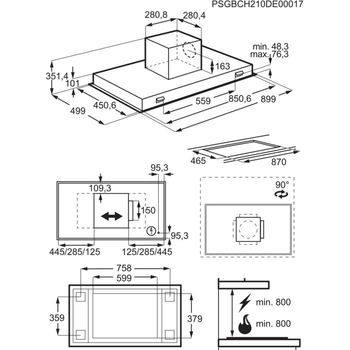 AEG DCK5970HM 7000 hotte plafonnier - 90cm