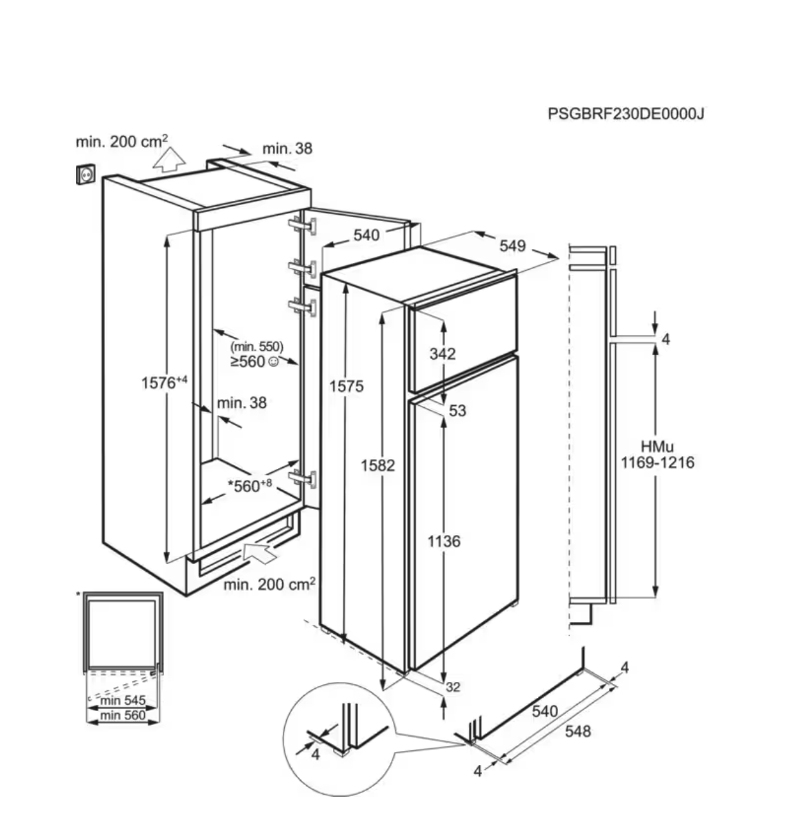 AEG OSD5S161ES 5000 combiné réfrigérateur-congélateur - 158cm