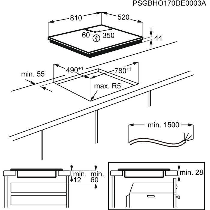 AEG IKE85651FB 6000 table de cuisson à induction - 80cm