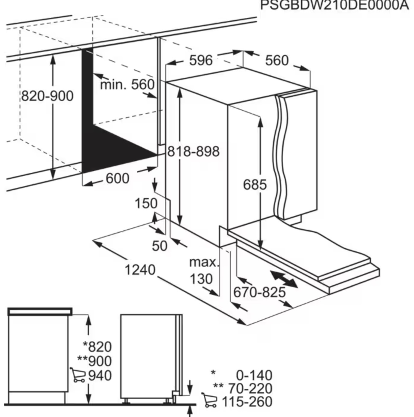 AEG FHK74607P 7000 lave-vaisselle entièrement intégrable