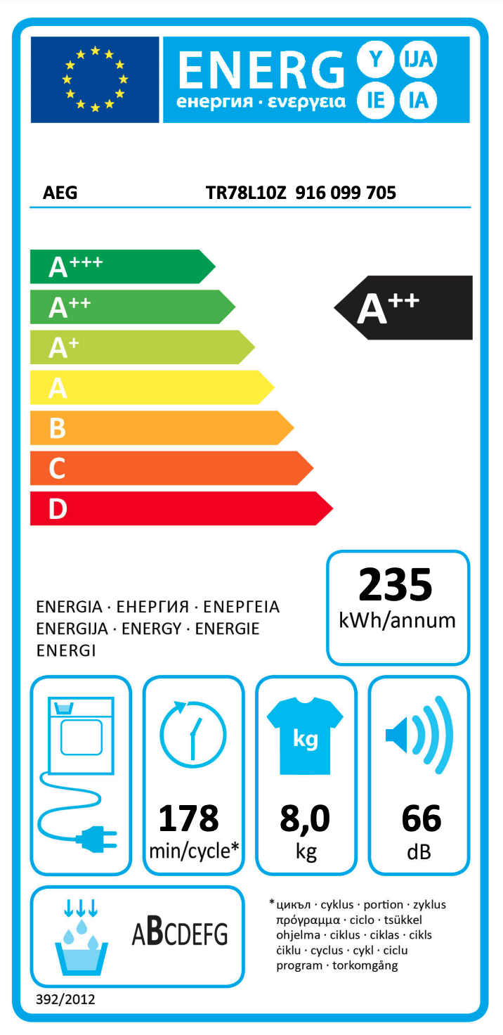 AEG TR78L10Z 7000 sèche-linge - par pompe à chaleur