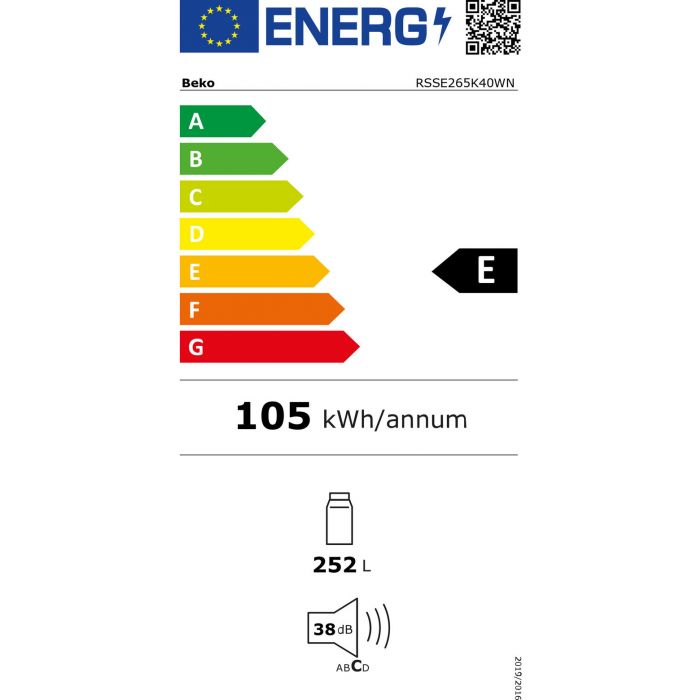 BEKO RSSE265K40WN réfrigérateur pose-libre sans congélateur - 145cm