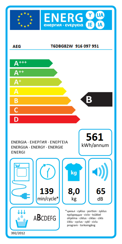 AEG T6DBG82W 6000 seche-linge - par condensation