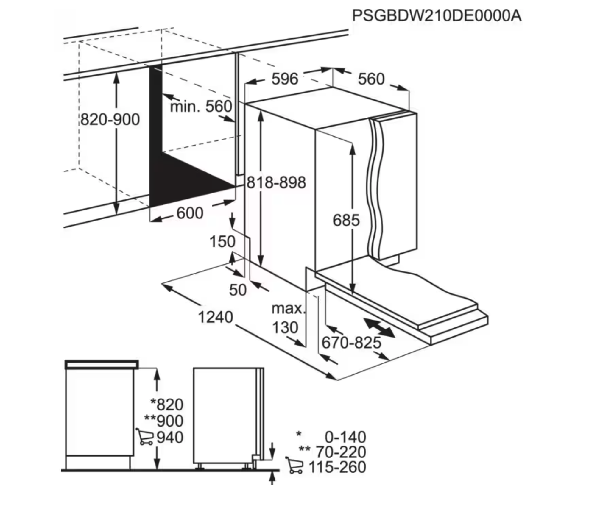 AEG FSE76738P 7000 lave-vaisselle entièrement intégrable