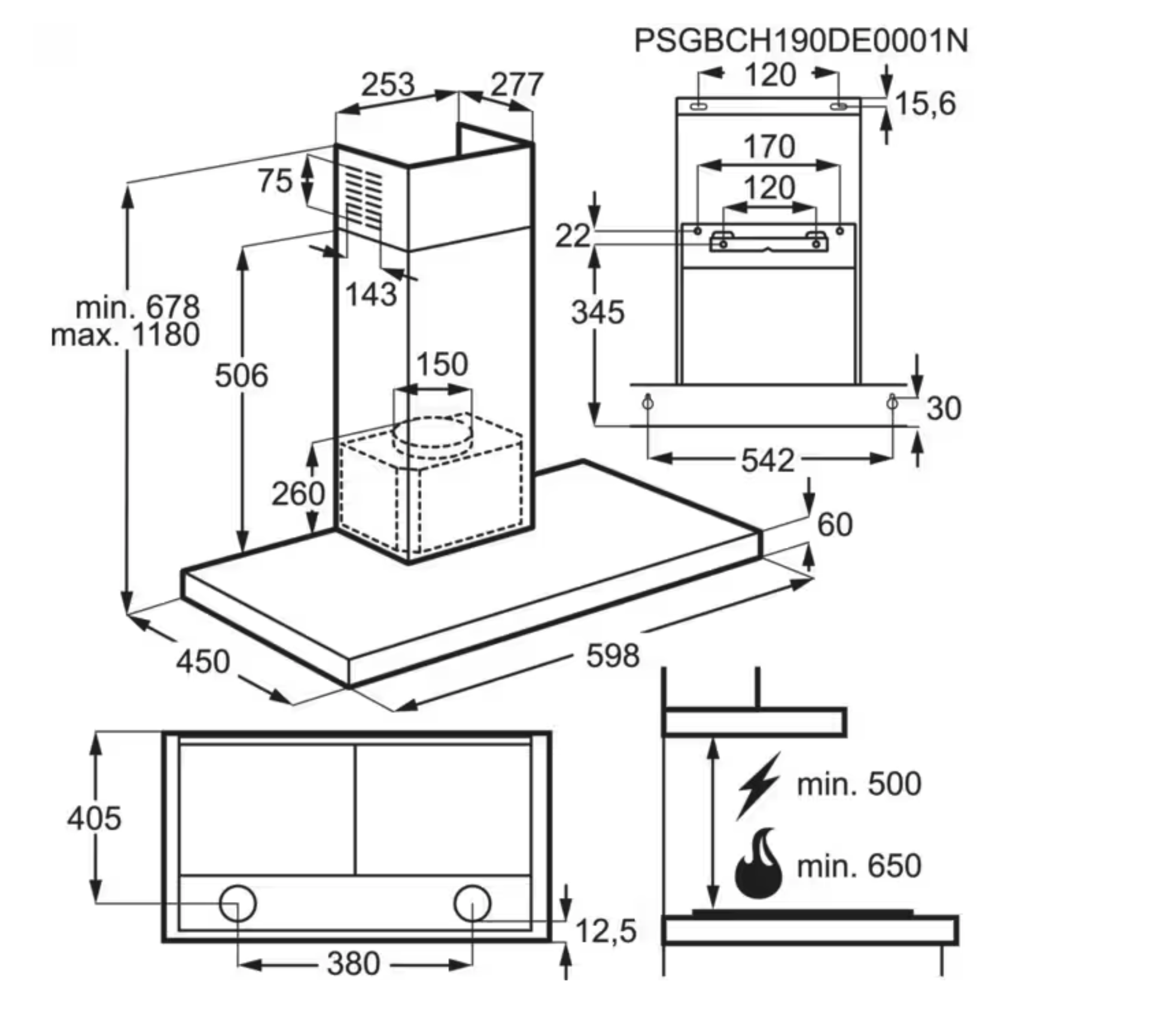 AEG DBE5671R 6000 hotte décorative - 60cm