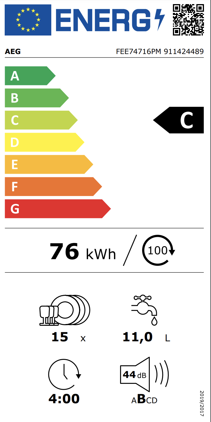 AEG FEE74716PM 7000 lave-vaisselle intégrable