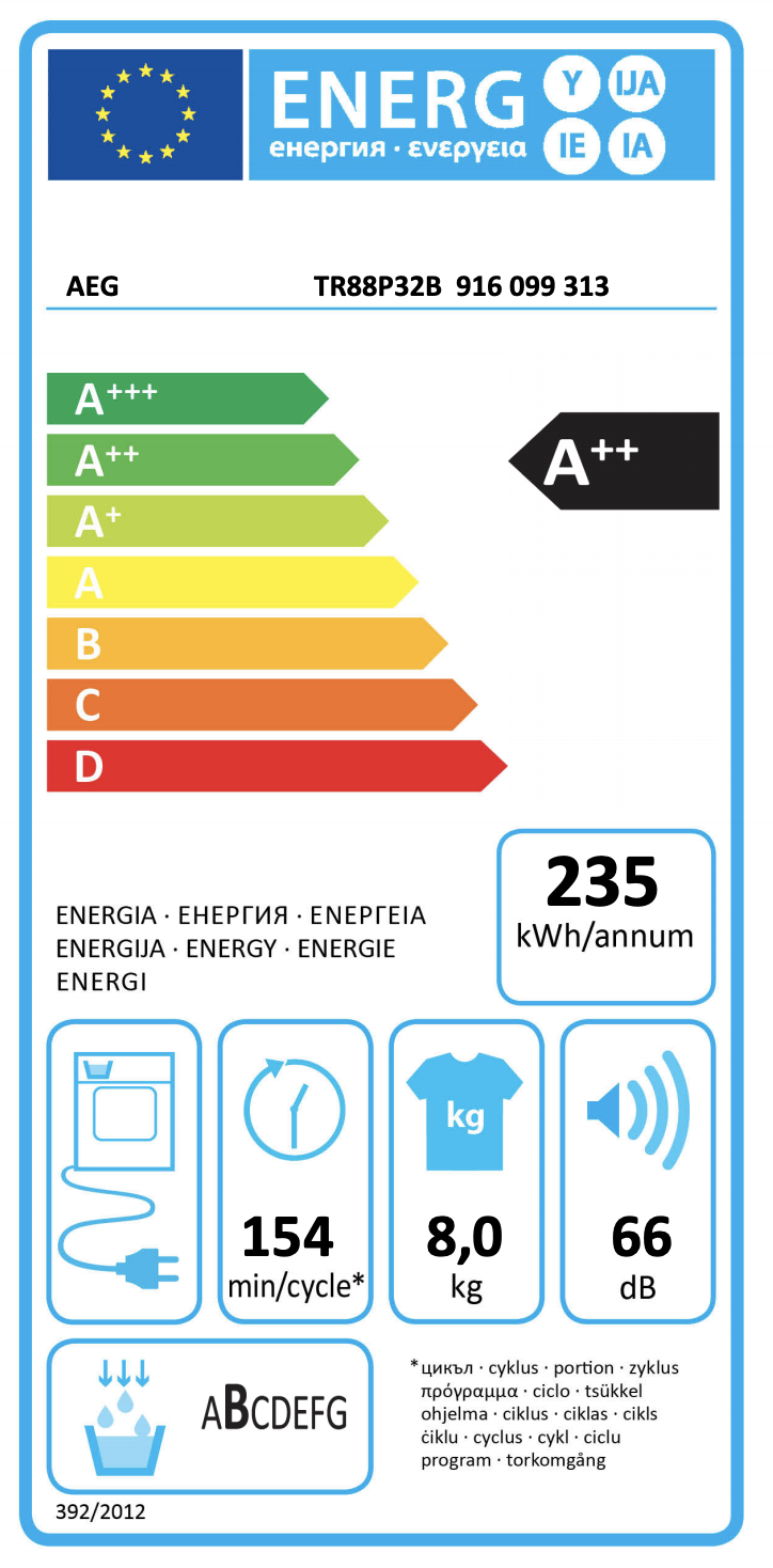 AEG TR88P32B 8000 seche-linge