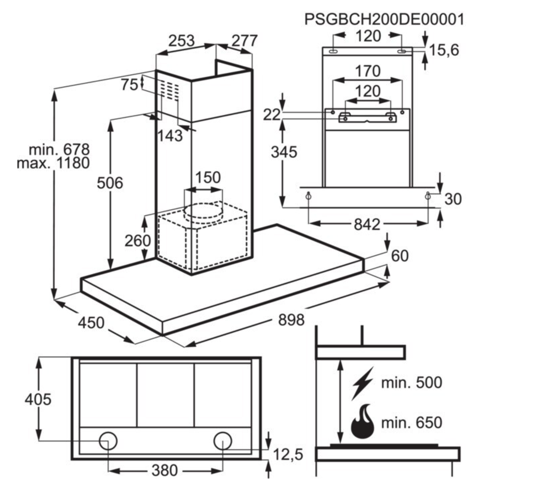 AEG DBE5971R 6000 hotte décorative - 90cm