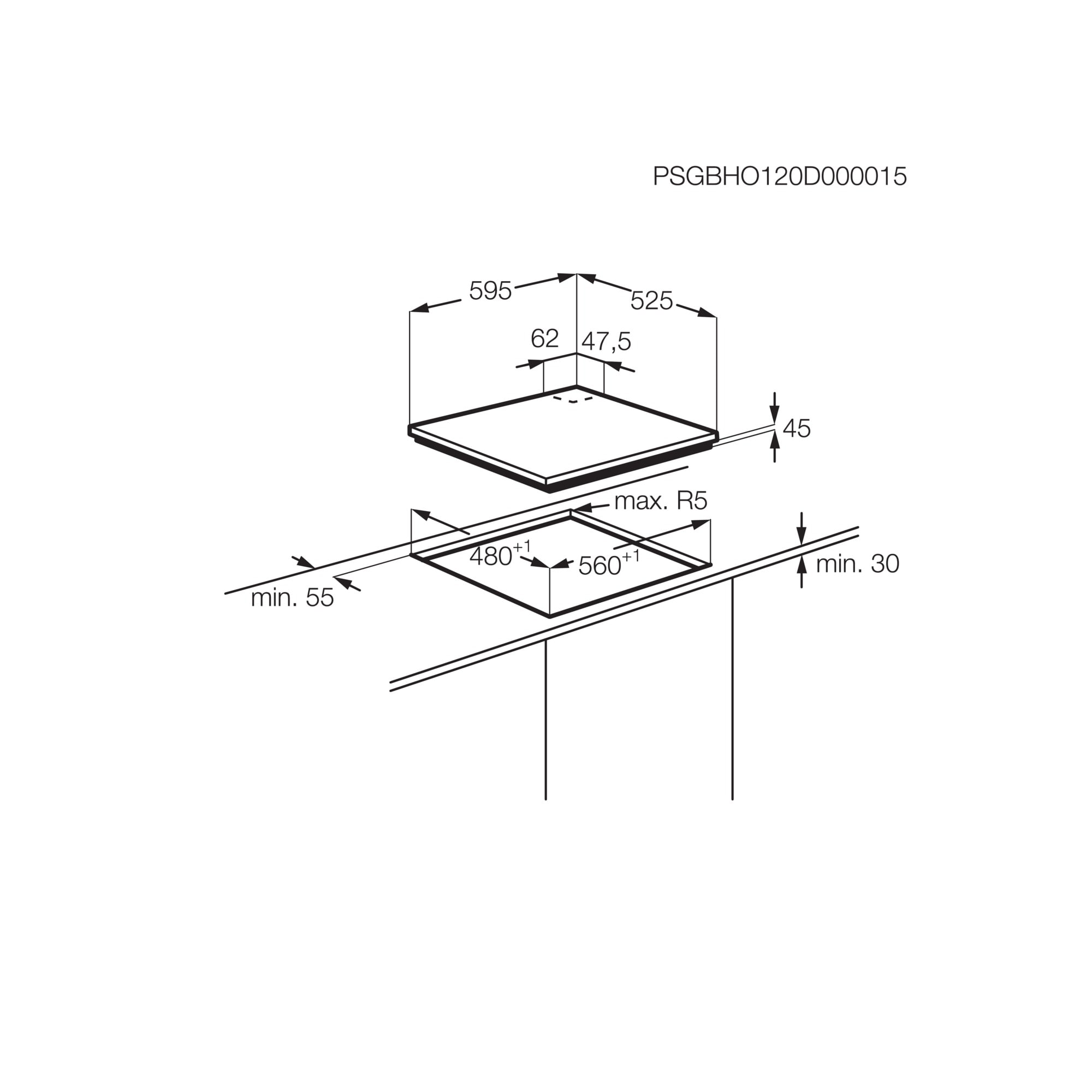 AEG HGB64423UZ 7000 table de cuisson au gaz - 60cm