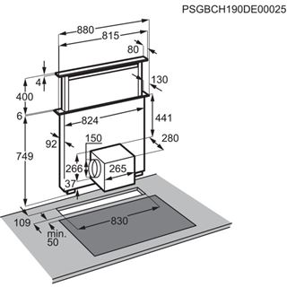 AEG DDE5960B 8000 hotte plan de travail - 90cm