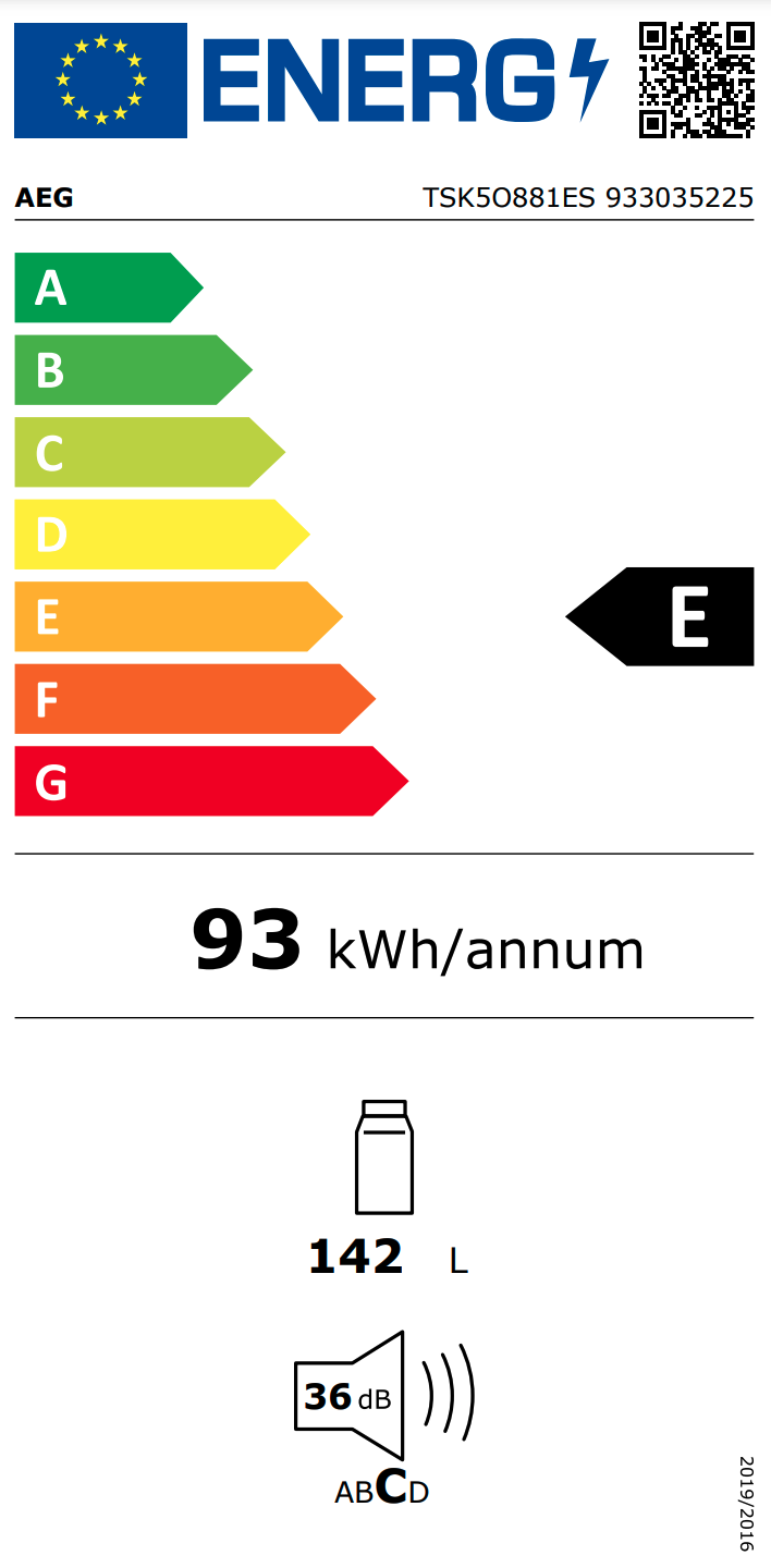 AEG TSK5O881ES 5000 réfrigérateur sans congélateur - 88cm